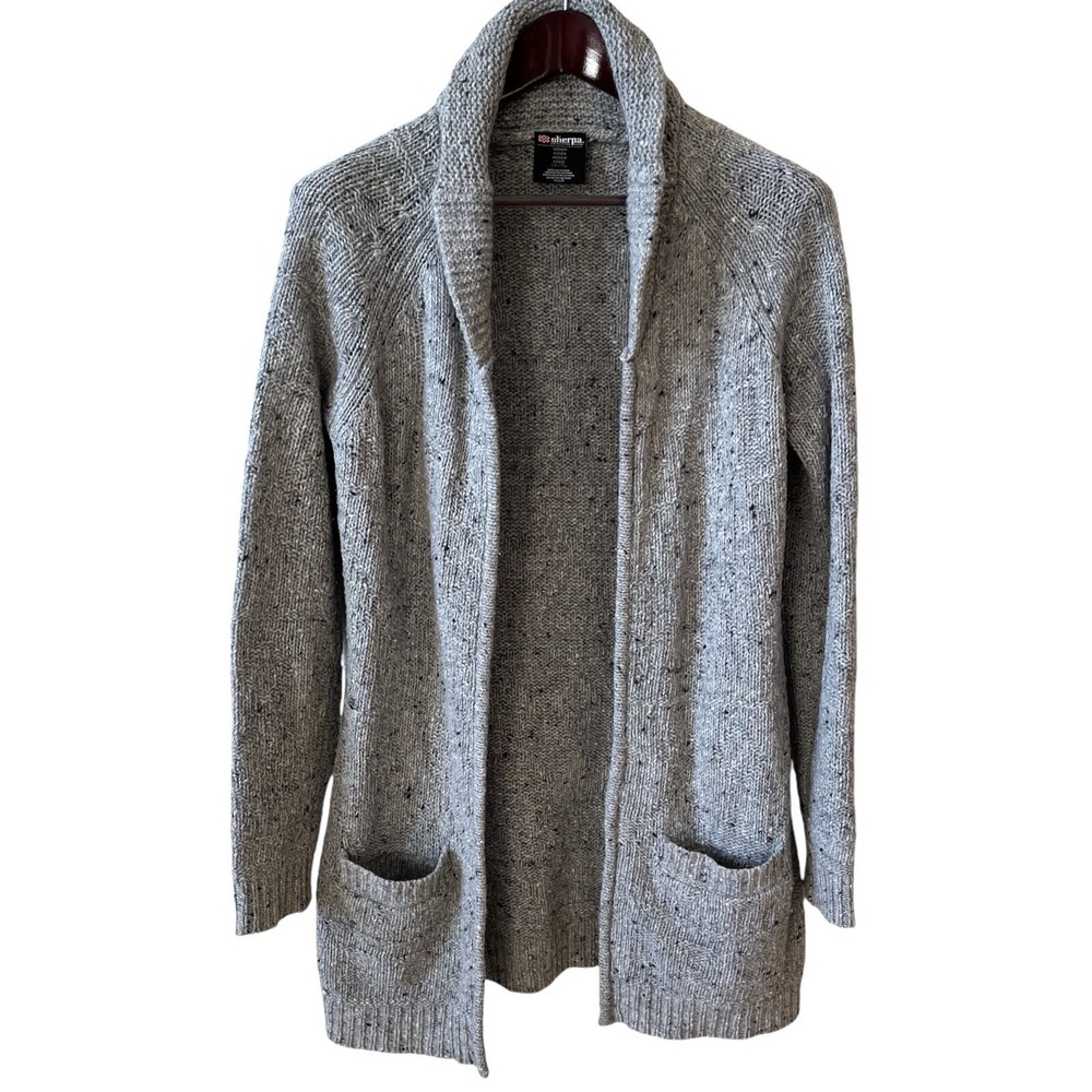 Sherpa Adventure Gear Cardigan Womens M Marled Gray Wool Alpaca Blend Sweater